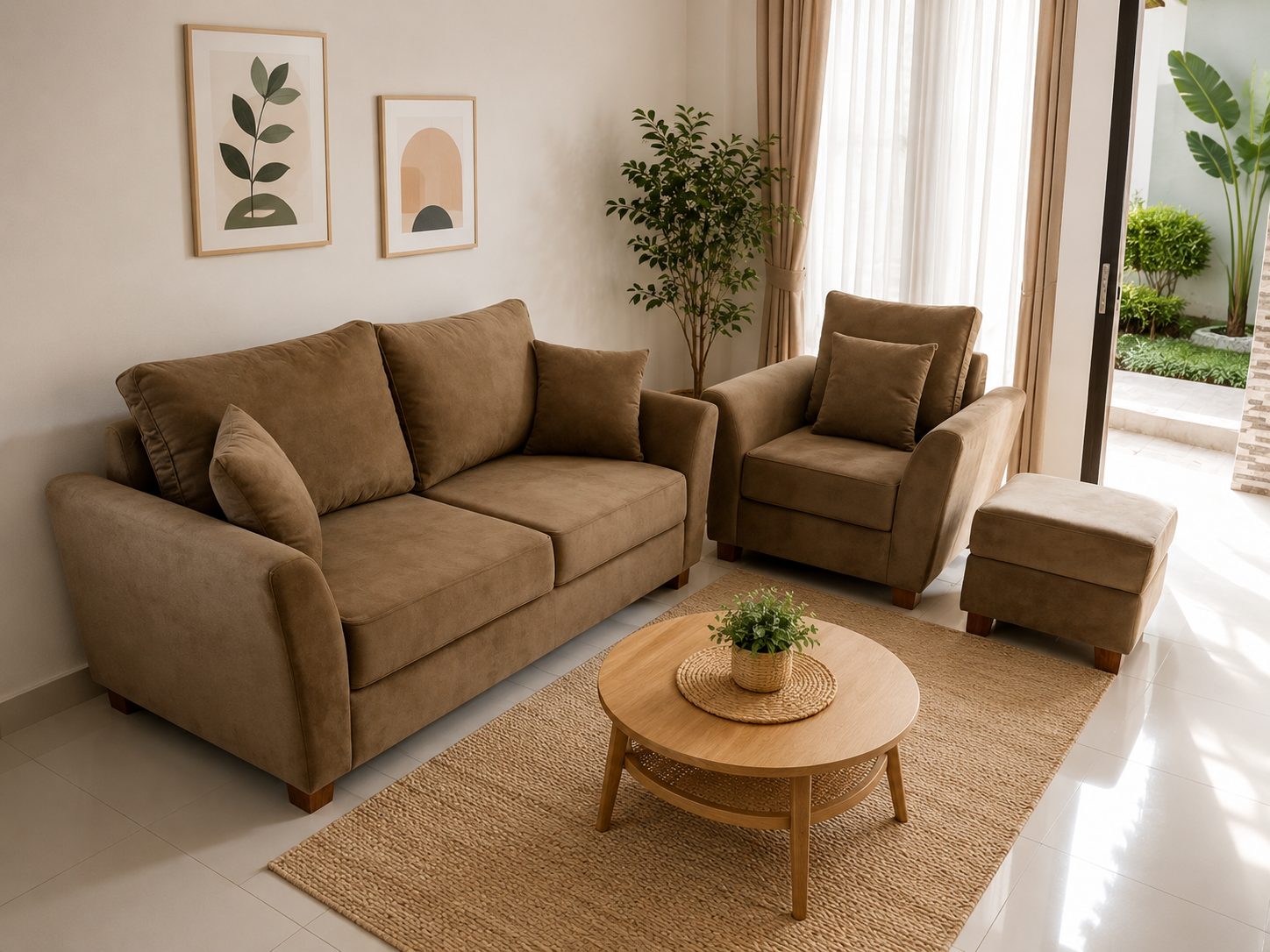 Set Sofa Cokelat
