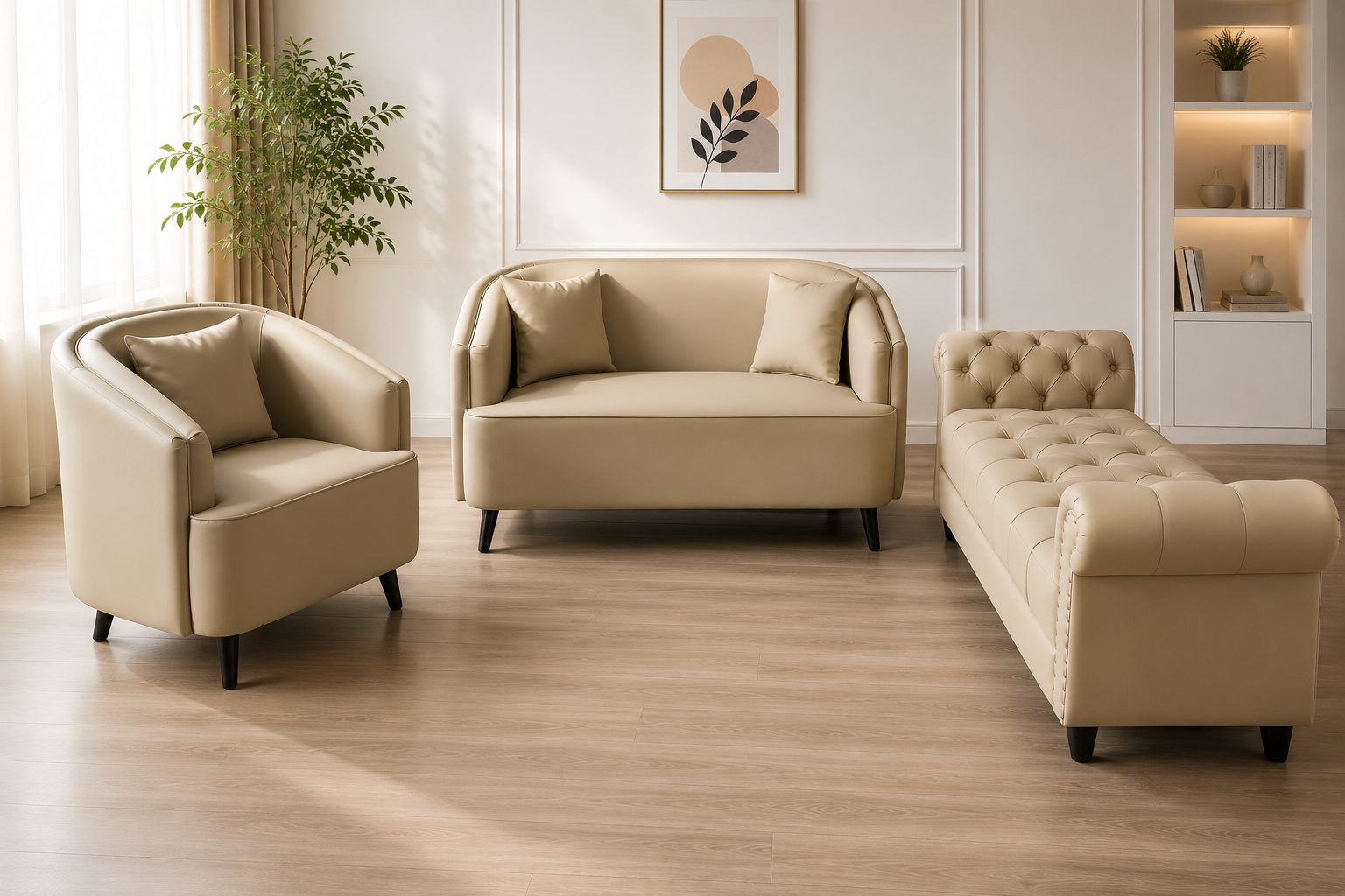 Set Sofa Cream Modern